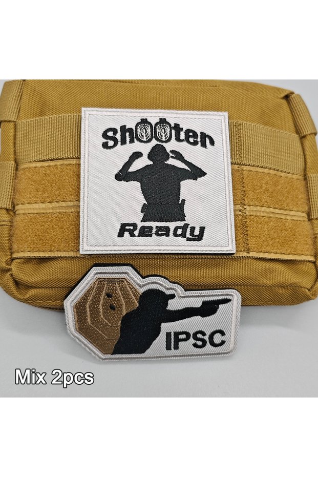 Mix 2pcs IPSC Shooter Ready Embroidered Patch with Hook And Loop, Tactical Morale Badge DIY For C..