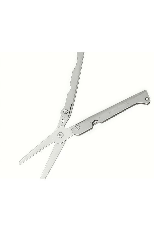 Silver 1pcs Portable Folding Stainless Steel Scissors, Multifunctional Outdoor Tool for Camping, Hun