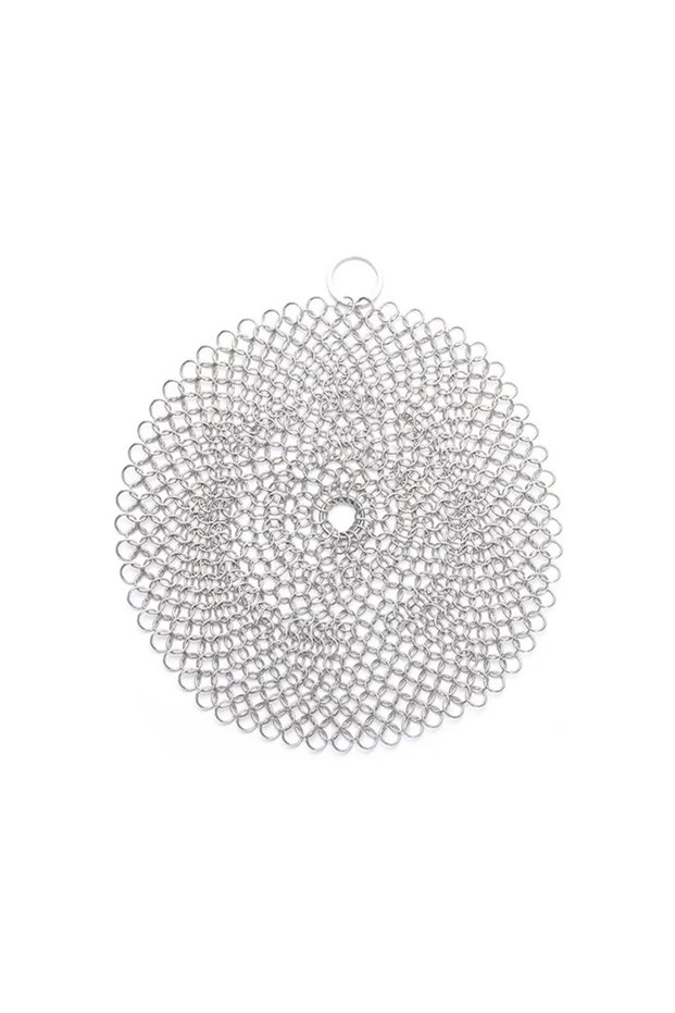 round 1PC Stainless Steel Chainmail Scrubber Reusable Kitchen Cleaning Ring Washing Net Cleaner Tool