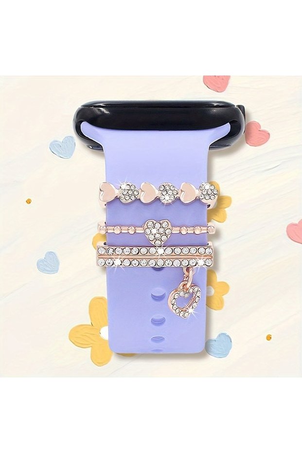 Rose Golden 1 Set Love Crystal Alloy Watch Band Ornament Decoration Ring For Watch Accessories 38mm,