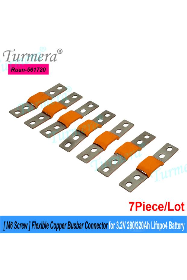 561720-7PCS Turmera 24V 48V 12V Lifepo4 Battery Flexible Busbar Copper Connecter Hole to Hole 56mm 2