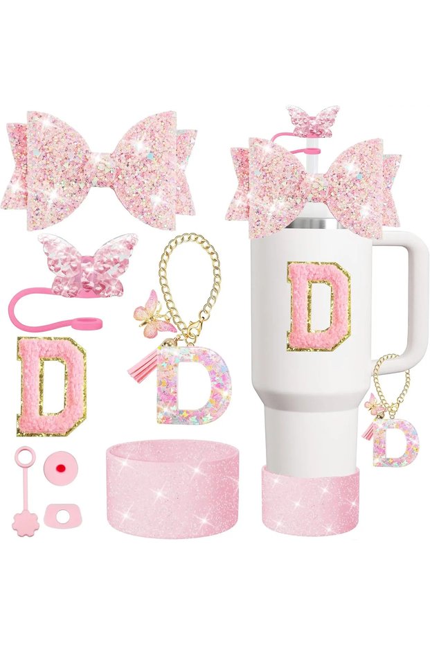 Pink D 8PCS Cup Accessories Set for Stanley 30oz 40oz Tumbler Straw Topper Cover Cap Boot,Spill Proo