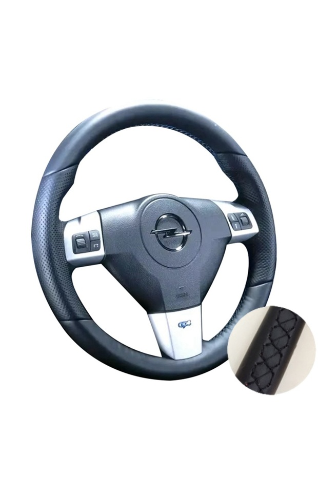 Black Thread Hand Stitched Microfiber Leather Car Steering Wheel Cover For Opel Astra Borant 2006 20