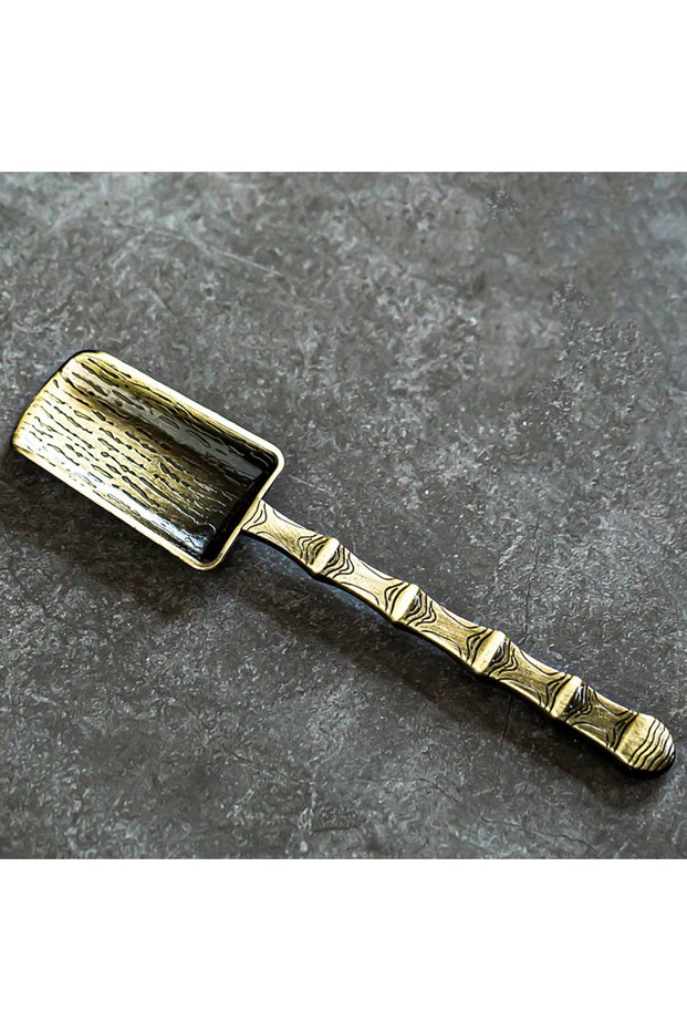 Bronze-bamboo Alloy TeaSpoon with Retro Auspicious Cloud Texture Kung Fu Tea Taking Tool Tea Shovel