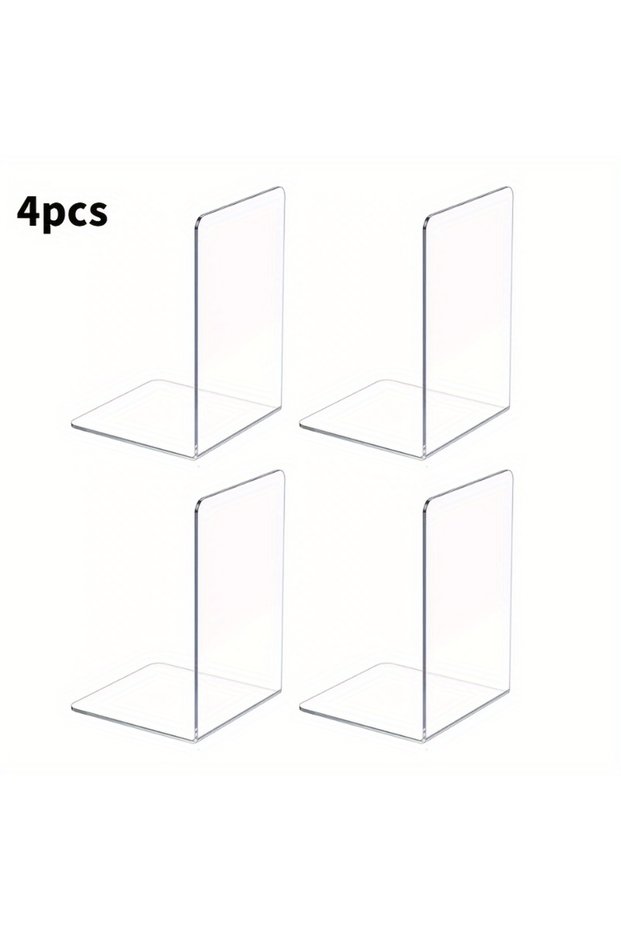 Transparent 4/8pcs Set Clear Acrylic Bookends - Desktop Display Stands for Office, Home & Retail Use