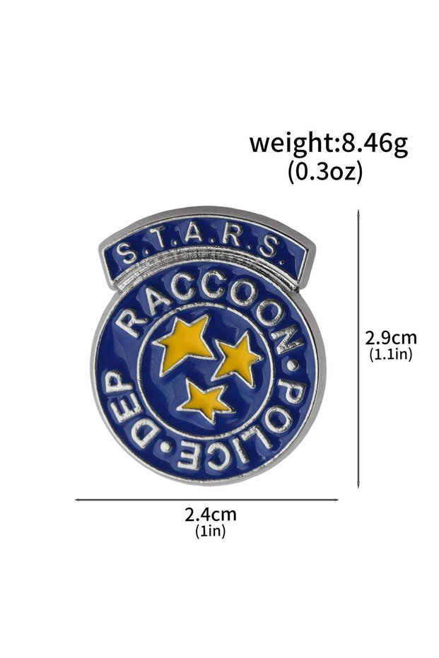 X00688-01 Stars Rescue Raccoon Police Department Enamel Pins Terrifying Game Movies Brooches Lapel B