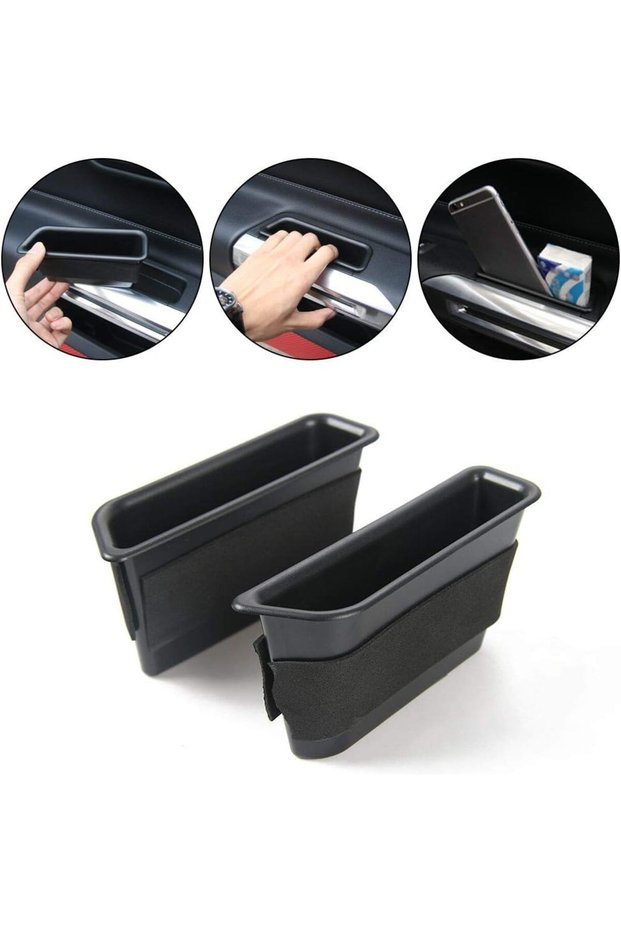 2pc Car Door Side Storage Box, Handle Pocket Armrest, Phone Container, Accessories for Ford Mustang