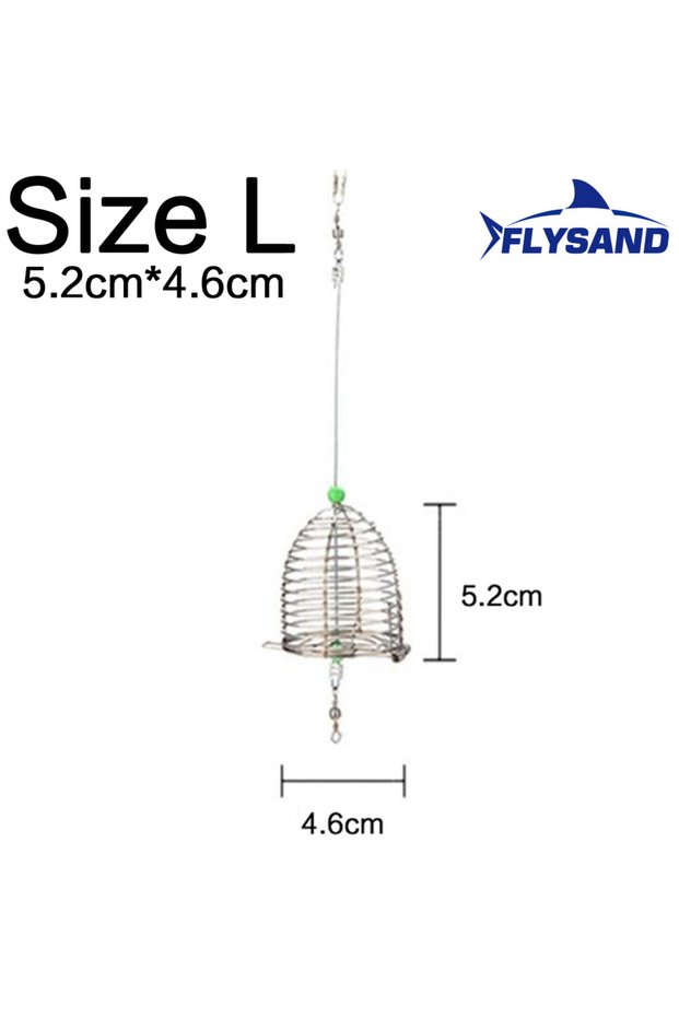 Size L FLYSAND Fishing Cage Fishing Stainless Steel Bait Cage Basket Feeder Holder Fishing Lure Cage