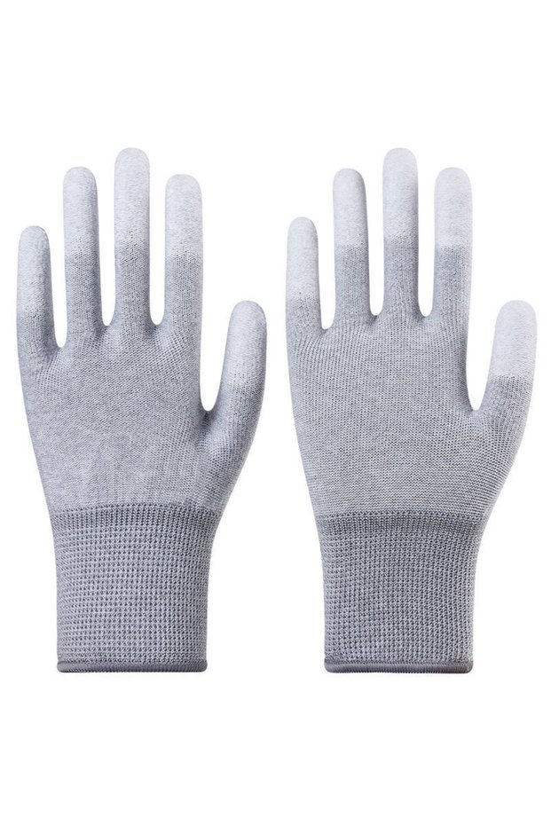 1 Pair Grey Fingertip PU Coated Anti-static Gloves Antiskid Handwork Industrial Working Protective G