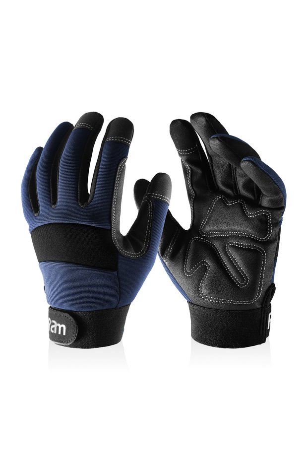 L Blue Work Gloves Men & Women, Utility Mechanic Working Gloves High Dexterity Touch Screen For Mult