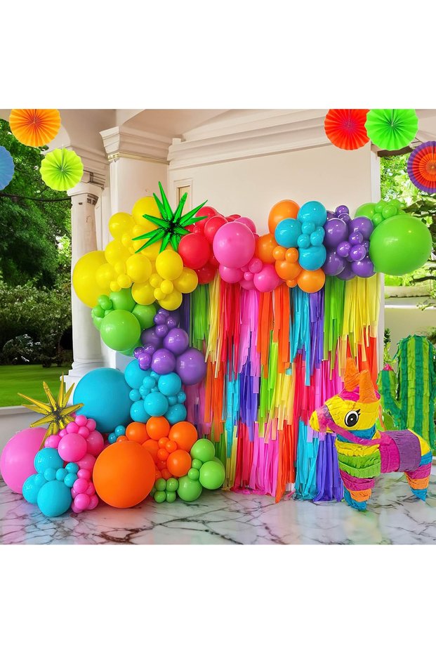 Other As Picture Mexican Carnival Colorful Rainbow Balloon Garland Arch Set 145 Pieces Mexican Indep