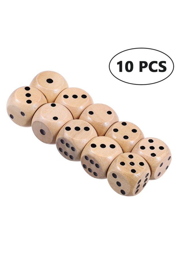 10pcs 10Pcs/Set Wooden Dice Set Polyhedral Game Dice 6-sided Point Dice for Table Game Board Game Ac