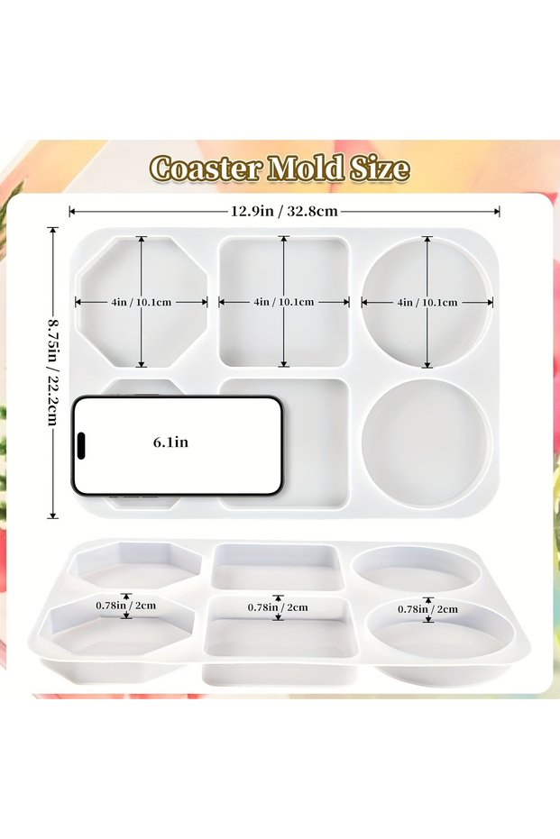 Irregular-shaped coa 1pc- Ultra-deep resin coaster mold, large coaster mold, suitable for epoxy resi