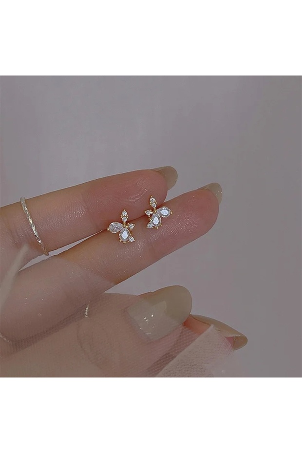 2 Pcs 08 925 Silver Needle Zircon Earrings Hypoallergenic Fashion Ear Studs Female Pendant Tassel Pe