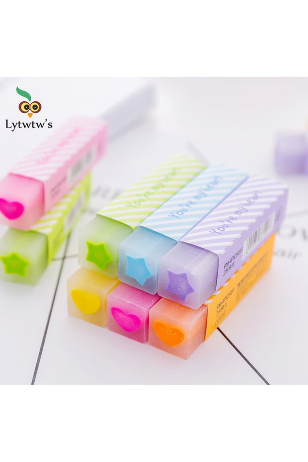 Lytwtw's 2B Cute Candy Soft Erasers For Kids Rubber Kawaii Stationery School Office Supplies Creativ