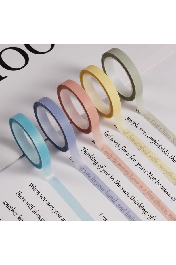 Macaron 5 rolls 5 Rolls/10 Rolls Morandi Highlighter Reading Sticky Tape, Fluorescent Highlighter In