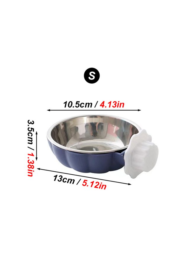 Blue S Movable Lifting Pet Hanging Food Bowl Pumpkin Shaped Stainless Steel Water Bowl for Rabbit Ha