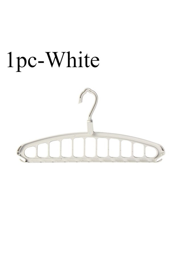 1pc-White 1/2pcs Space Saving Multi-Hole Clothes Hanger For Home, Dorm, And Travel-Foldable Drying R