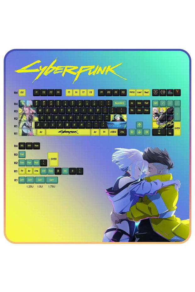 Edgewalker Theme Anime Keycaps Cyberpunk Theme 124-Key Mechanical Keyboard Cherry Profil PBT Custom