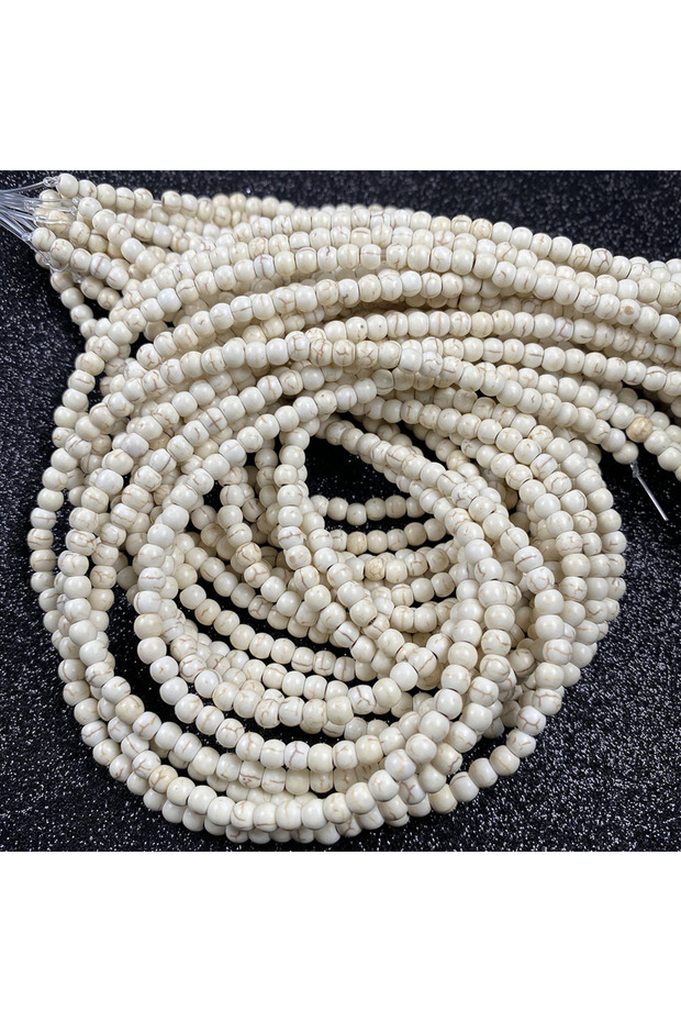3mm (About 135pcs) Natural Stone Beads White Howlite Turquoise Round Loose Beads for DIY Necklace Br