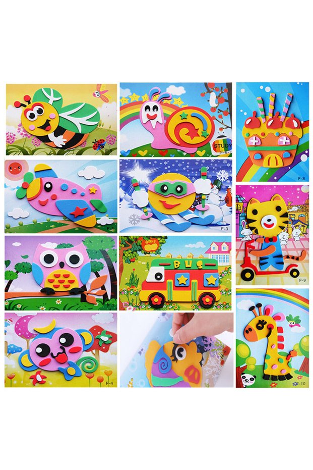 10sheets patterns 5Pcs/10Pcs/Lot Kids DIY 3D EVA Foam Sticker Cartoon Animal Multi-patterns Styles P
