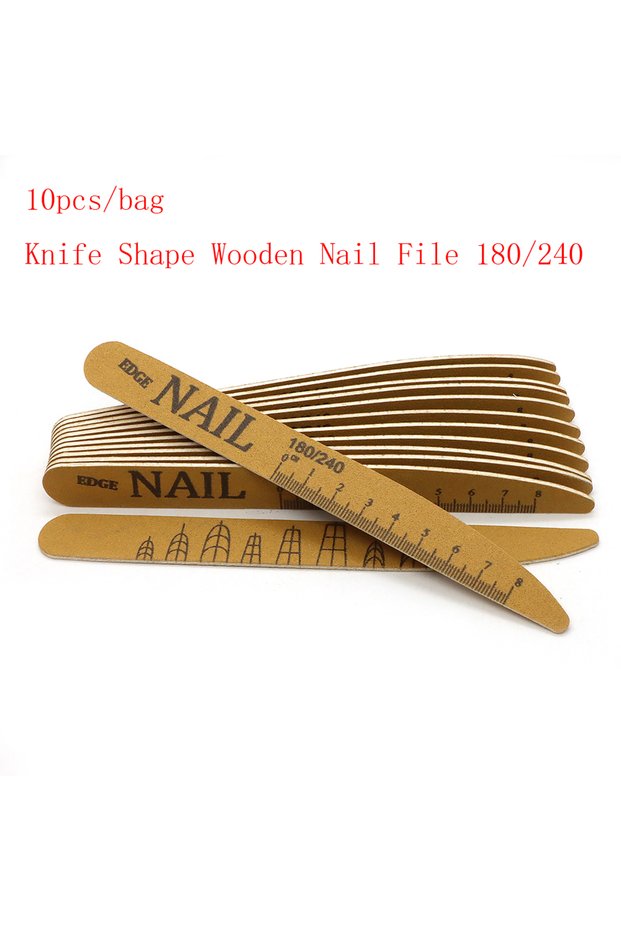 Knife Grit180-240 10pcs Washable Ruler Nail File with Scale Lines for Various Nail Shapes Profession