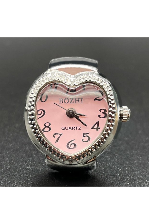 pink Alloy Shell Love Quartz Arabic Digital Dial Fashion Men's And Women's Ring Watch Compact