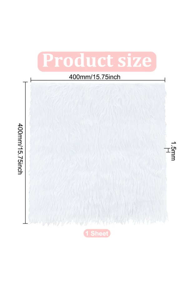 M AECH06-14016 Black Faux Fur Fabric 15.7x15.7 Inch Soft Plush Shaggy Squares Pre-Cut Craft Fur Fabr
