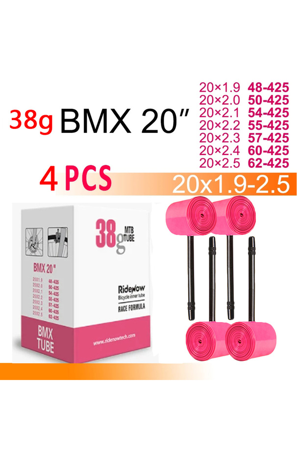 20Inches 500mm 1.9-2.5" 425 FV 45mm 4PC RideNow BMX Bicycle TPU Inner Tube 20'425 20x1.9 2.0 2.1 2.2