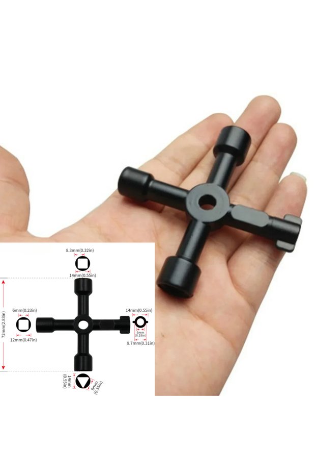 4 In 1 Multifunction Electrician Plumber Utility Cross Switch Wrench Universal Square Triangle Key f
