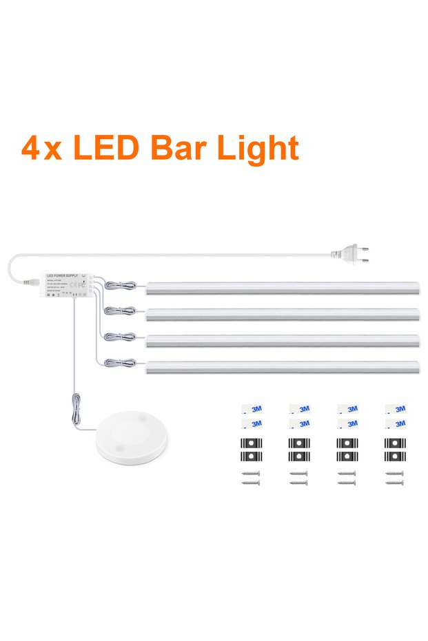 EU Standard Plug 40CM Per LED Cold White 4PCS 1-6Pcs Kitchen LED Under Cabinet Light Penetrable Wood