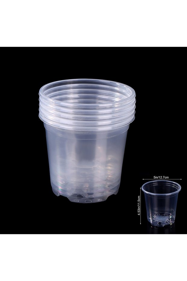 D-5Inches 5 Pieces 6 Sizes 3/3.5/4/5/6/7 Inches Greenhouse Transparent Plastic Flowerpot Drainage Ho