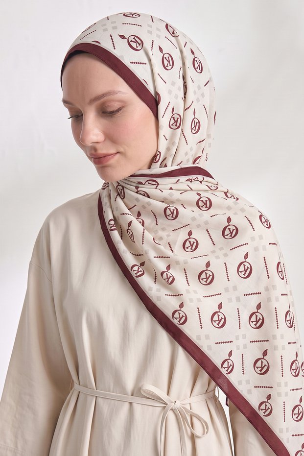 Dama K Patterned Aqua Soft Shawl 4076 - Bordo
