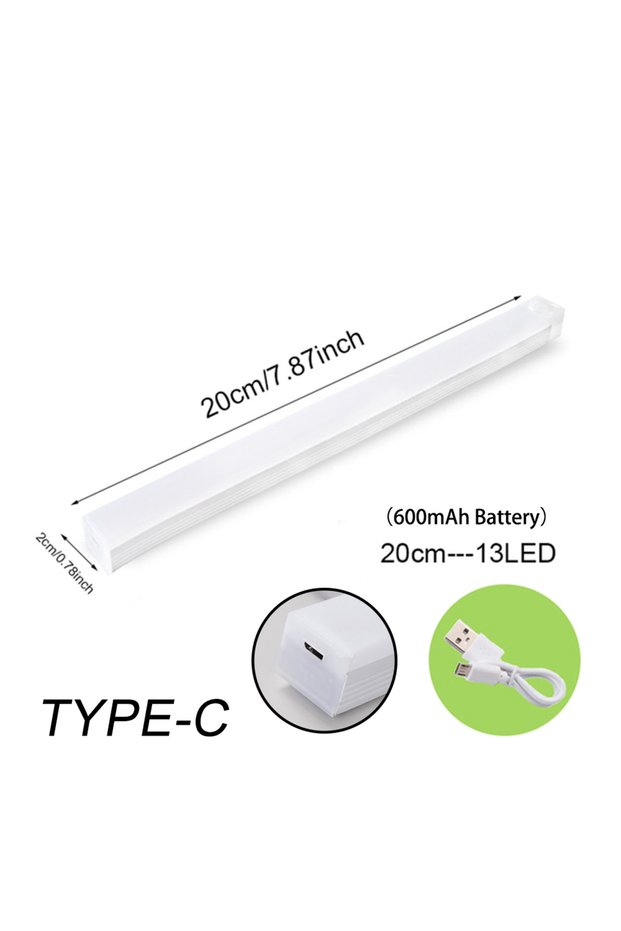 20cm Warm White LED Motion Sensor Light Wireless LED Night Light Type C Rechargeable Light Cabinet W