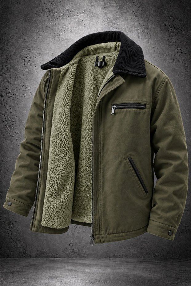 Men's Fur Lined Gabardine Coat