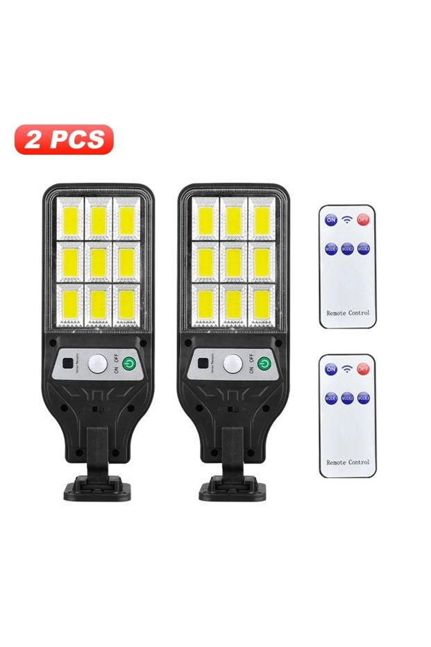 2PCS Powerful LED Solar Outdoor Led Courtyard Wall Lamp 3 Modes Human Body Induction Garden Terrace