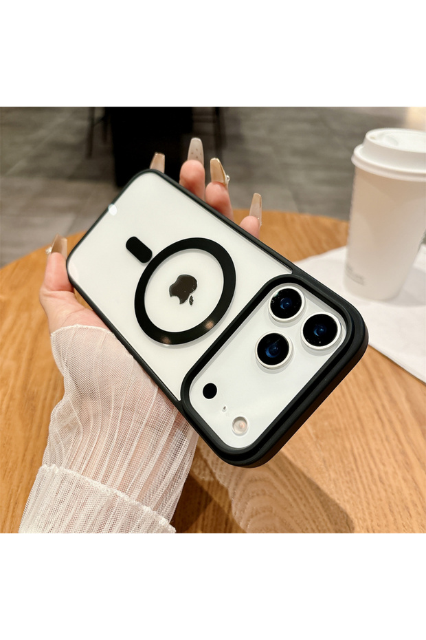 iPhone17 Pro Max Black Transparent Magnetic Slim Phone Case for Apple IPhone 13 12 Mini 17 Air 16E 1