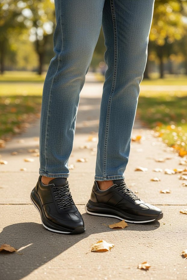 1217-1 Orthopedic Sole Genuine Leather Daily Men's Shoes Rubber Sole Casual Shoes