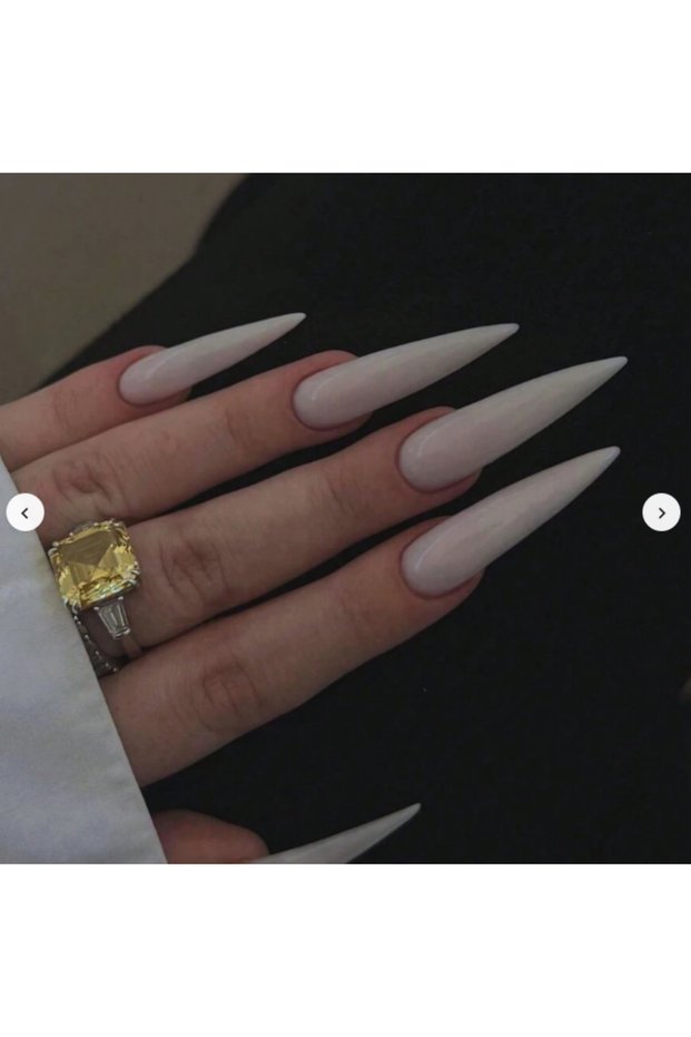 Ivory Transform Your Nails with 24pcs Extra Long Stiletto French style Modern classic simple BLACK S
