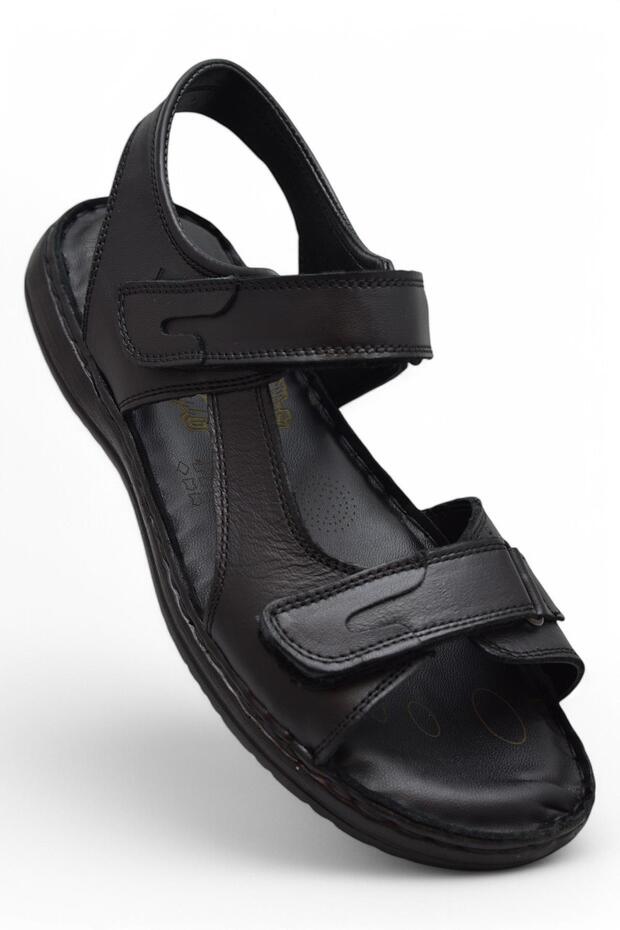 088 Heel Gel Full Orthopedic Sole Genuine Leather Men's Sandals Velcro Sandals