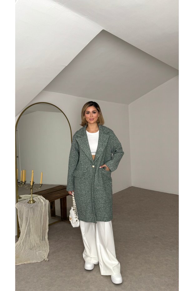 Oversized Glittery Lined Melton Coat