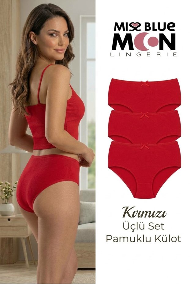 High Waist Lace Bato New Year's Special Collection Red Panties 3-Piece 555