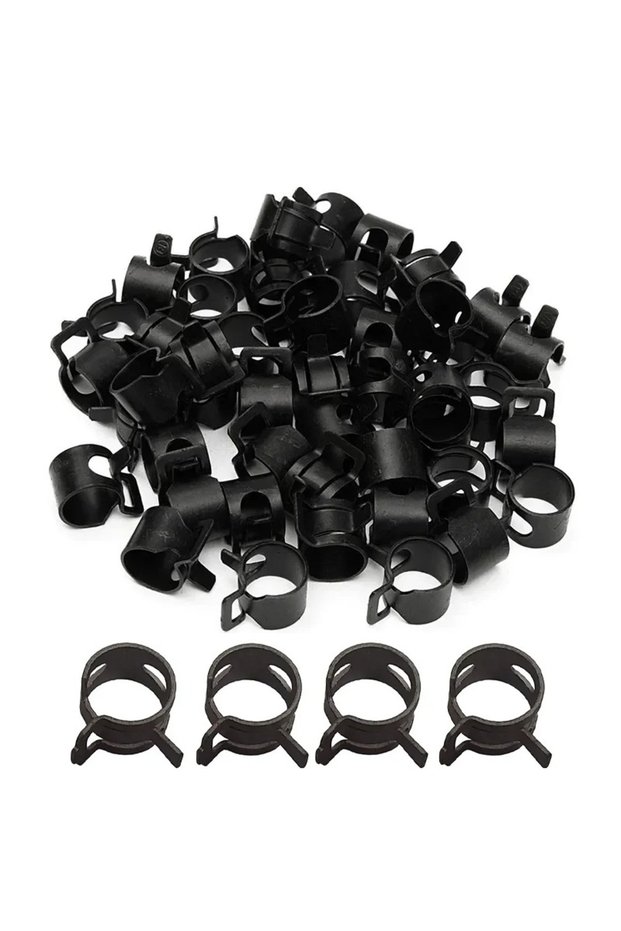 16mm 10Pcs Black 65MN Manganese Steel Pinch Spring Hose Clamp 6mm-22mm Elastic Steel Buckle Water Pi