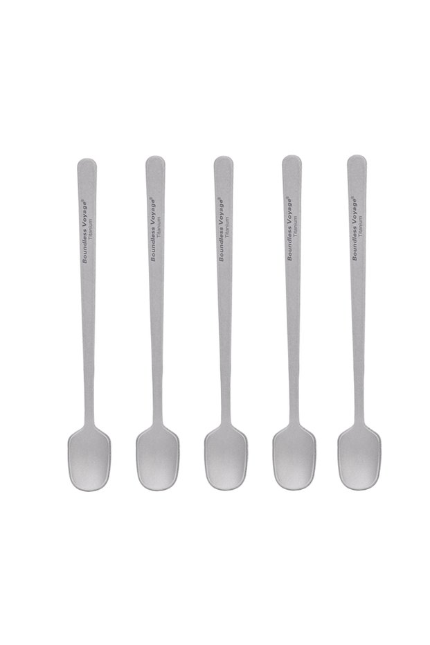 Ti1134T 5pcs Boundless Voyage Titanium Mini Coffee Spoon Cocktail Stirring Spoons for Coffee Tea Des
