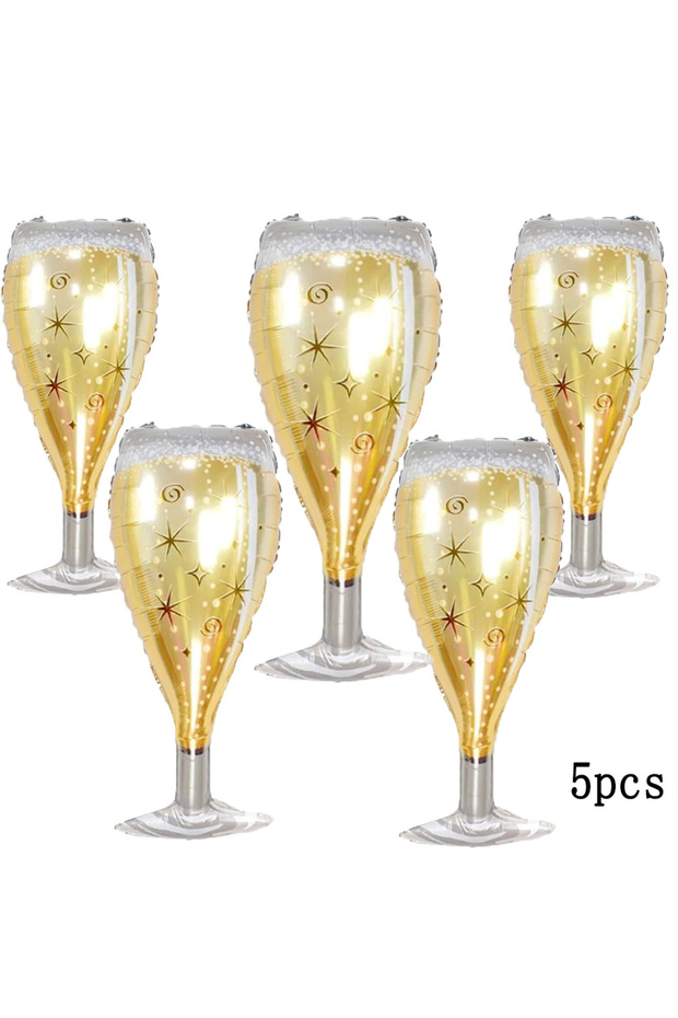 Other 5PCS 2/5pcs Golden Champagne Wine Glass Balloon Set New Year Valentine's Day Birthday Party De