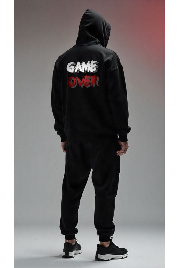 Ninja Masked Hooded 2-Piece Men's Tracksuit Set – Black Oversized Comfortable Slim Fit