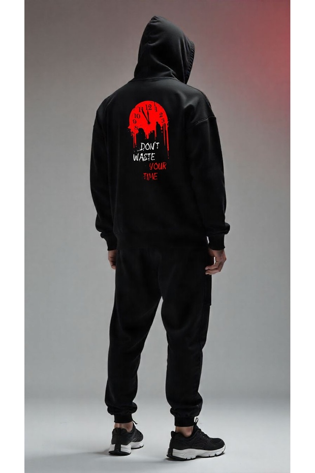 Ninja Masked Hooded 2-Piece Men's Tracksuit Set – Black Oversized Comfortable Slim Fit
