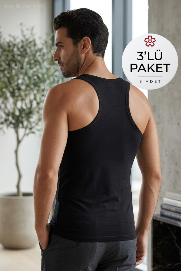 Modal Athlete Men's Tank Top Black 3-Pack