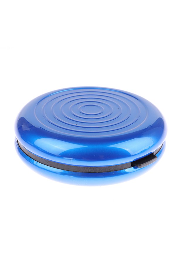Blue Round USD/Euro Coin Storage Box Coins Purse Aluminum Alloy Plastic Coins Dispenser Wallet Mini