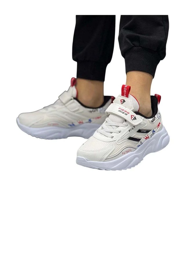 Unisex White-Black Children's School Daily Sneaker Shoes